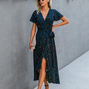 New Allover Print High Low A-line Dress